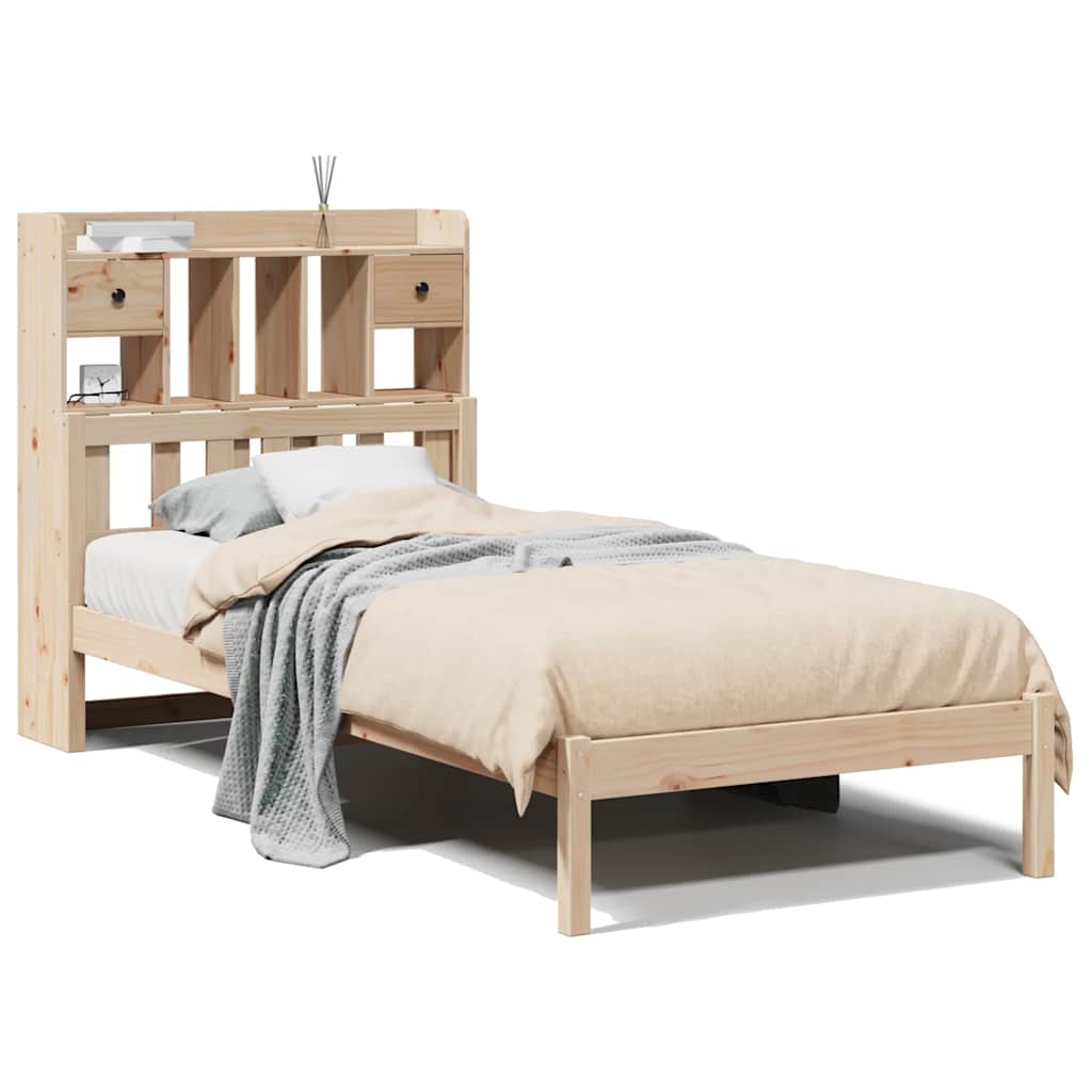 Massivholzbett mit Regal ohne Matratze 90x190 cm Kiefer