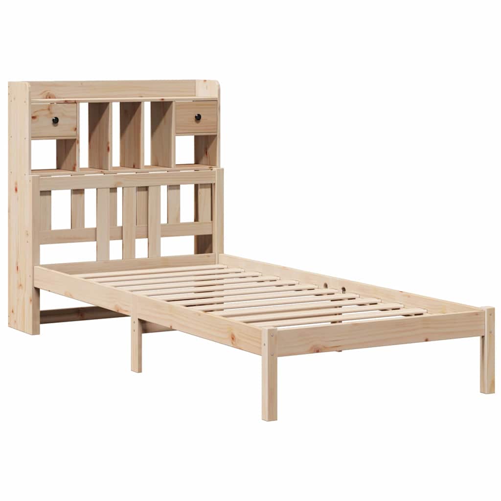 Massivholzbett mit Regal ohne Matratze 90x190 cm Kiefer