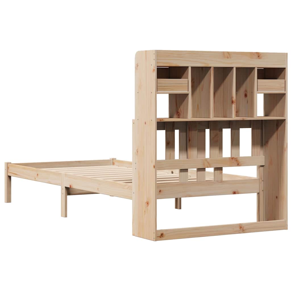 Massivholzbett mit Regal ohne Matratze 90x190 cm Kiefer