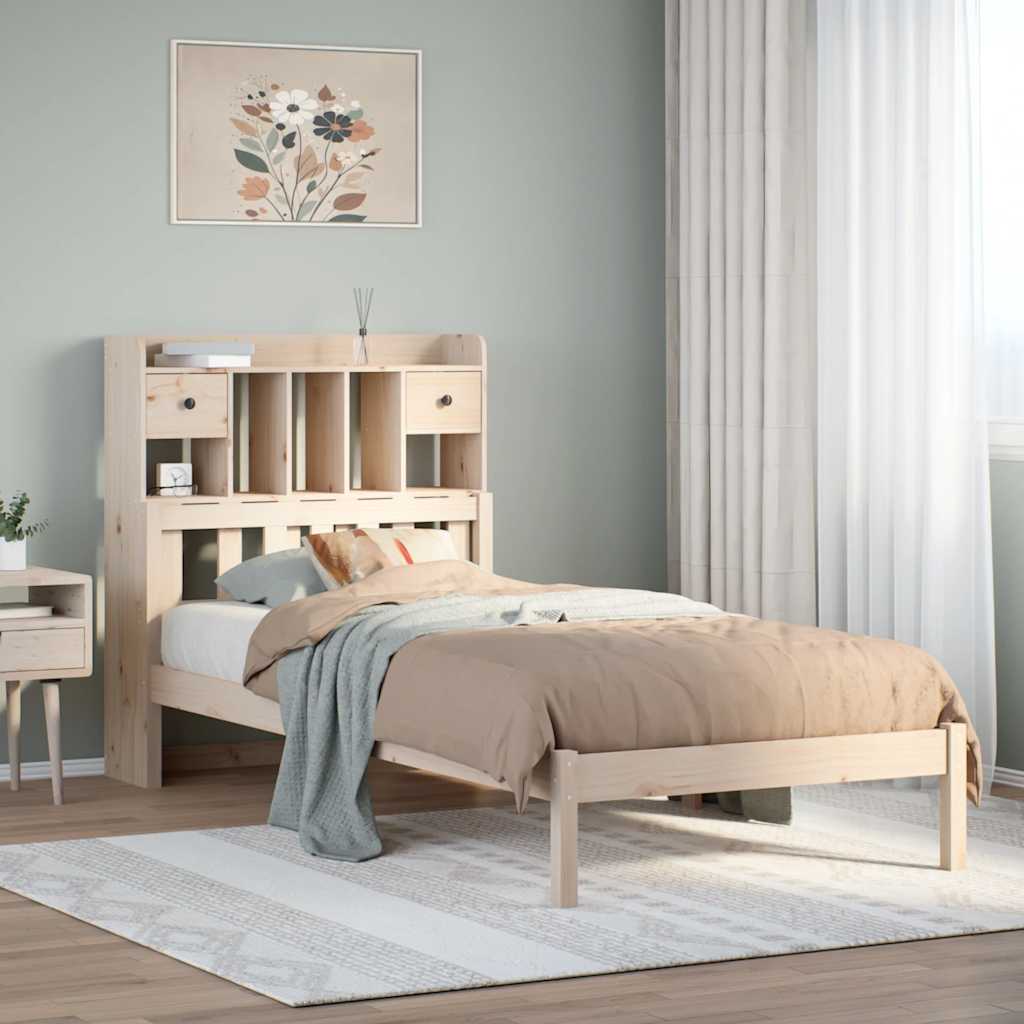 Massivholzbett mit Regal ohne Matratze 90x190 cm Kiefer