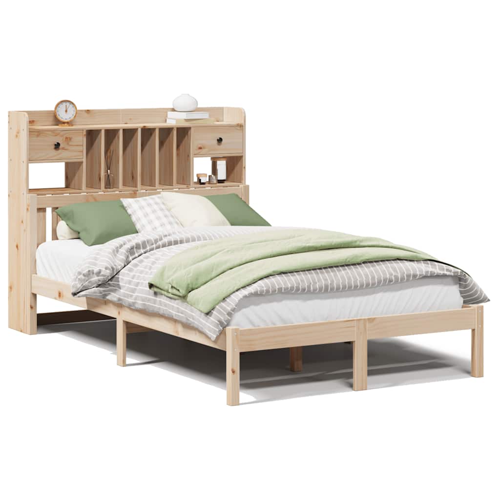 Massivholzbett mit Regal ohne Matratze 135x190 cm Kiefer