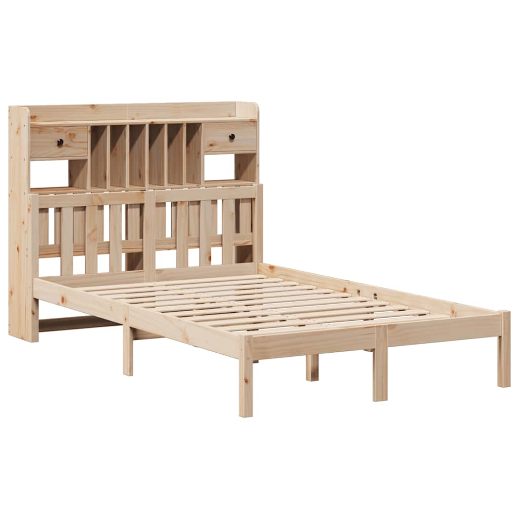 Massivholzbett mit Regal ohne Matratze 135x190 cm Kiefer