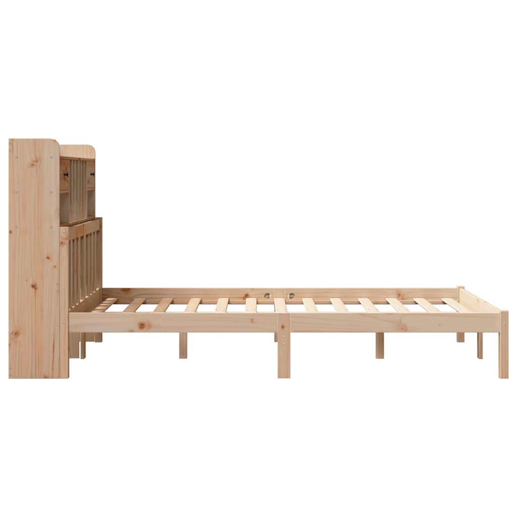 Massivholzbett mit Regal ohne Matratze 135x190 cm Kiefer