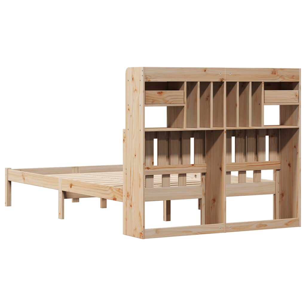 Massivholzbett mit Regal ohne Matratze 135x190 cm Kiefer