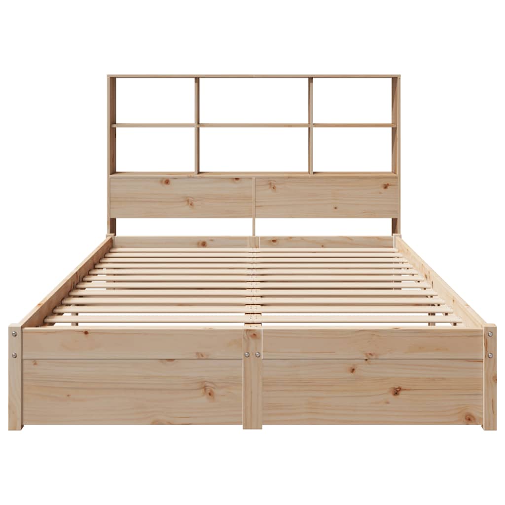 Lit en bois massif avec étagère sans matelas 140x190 cm pinède