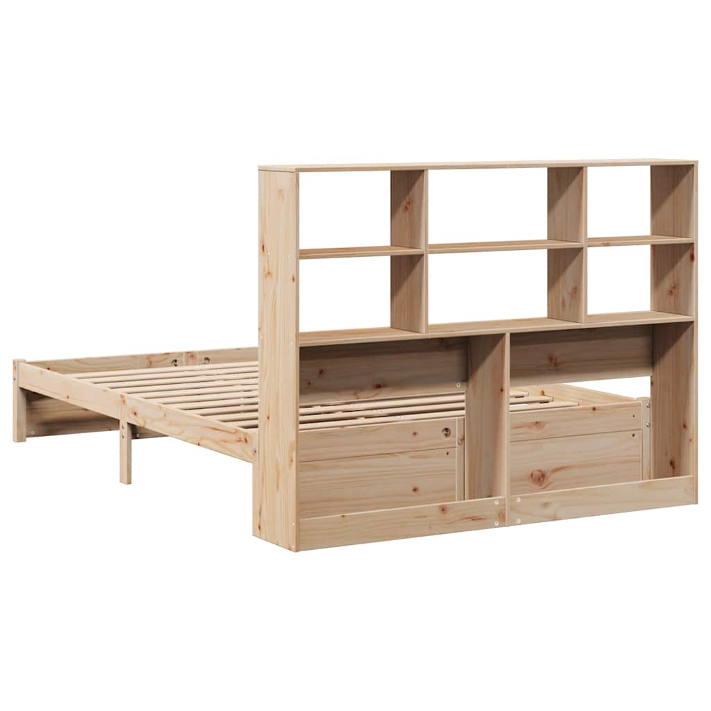 Lit en bois massif avec étagère sans matelas 140x190 cm pinède