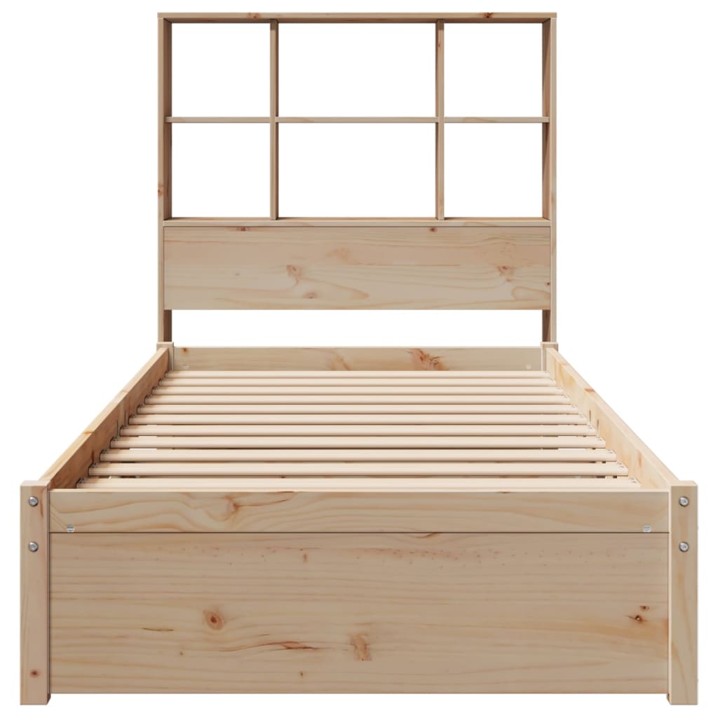 Massivholzbett mit Regal ohne Matratze 90x200 cm Kiefernholz