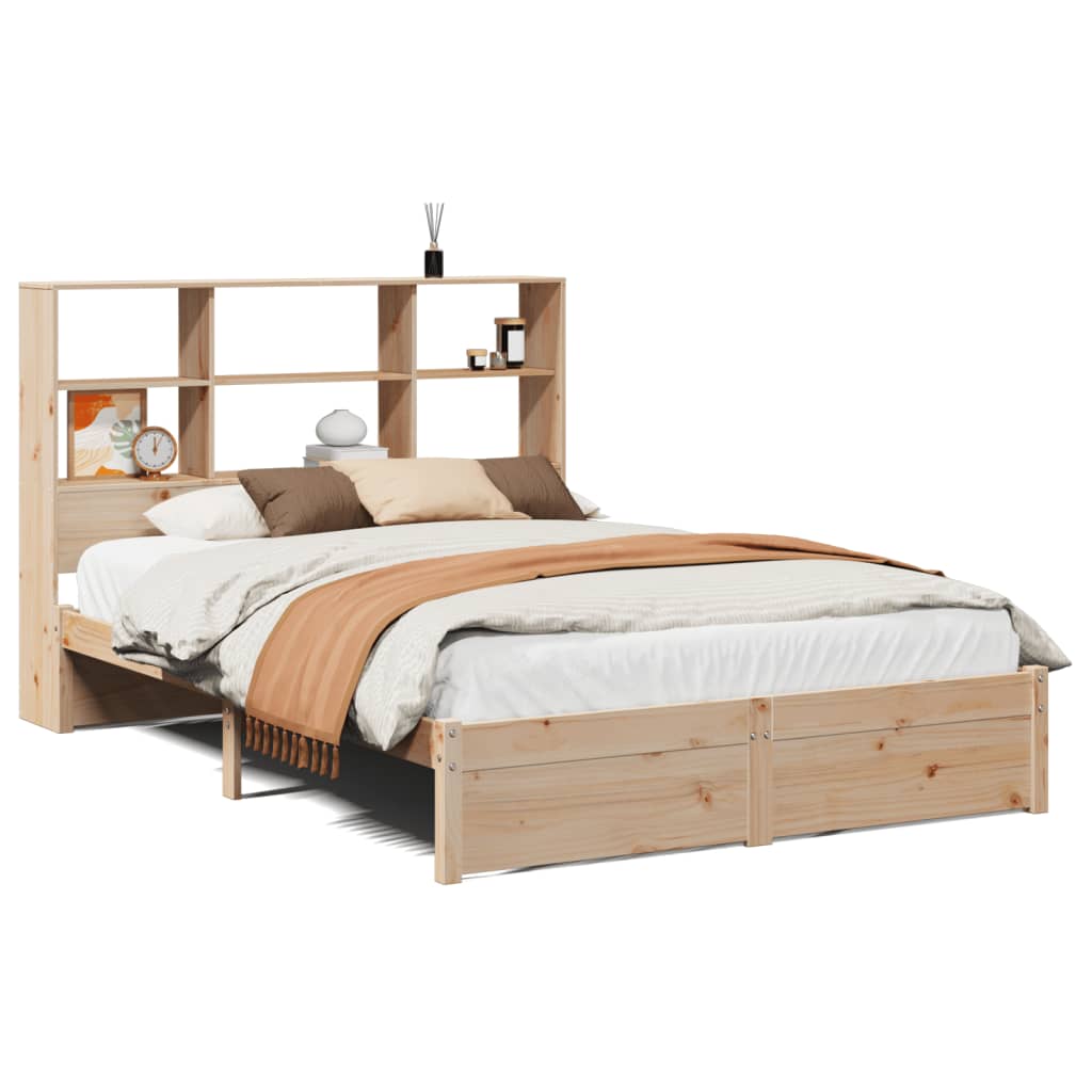 Lit en bois massif avec étagère sans matelas 140x200 cm pinède
