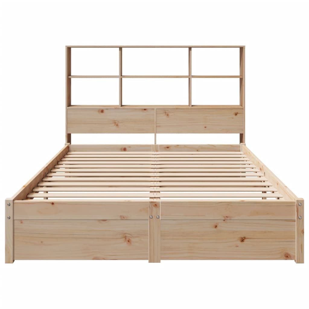 Lit en bois massif avec étagère sans matelas 140x200 cm pinède