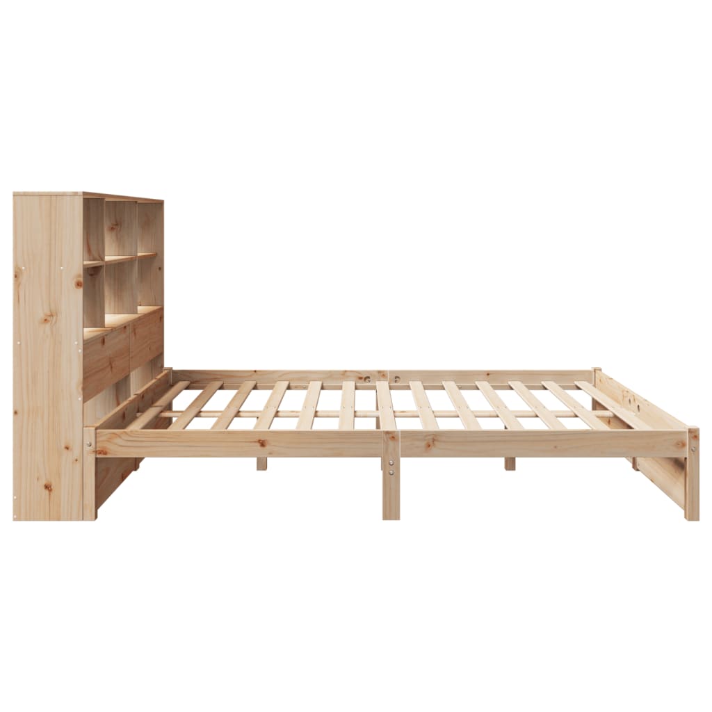 Lit en bois massif avec étagère sans matelas 140x200 cm pinède
