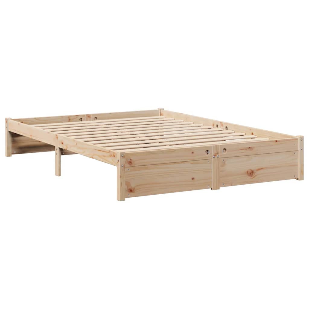 Lit en bois massif avec étagère sans matelas 140x200 cm pinède