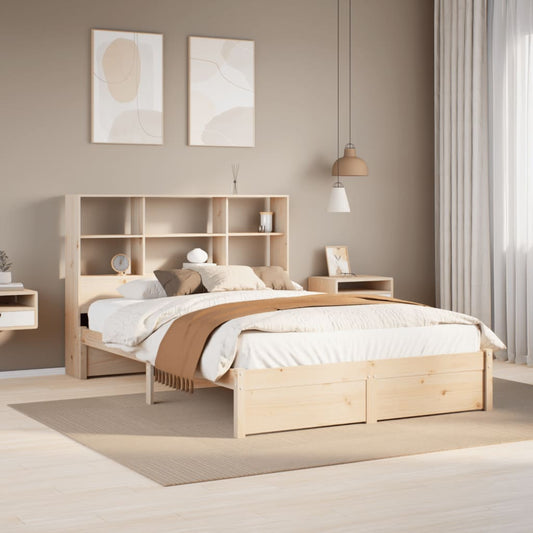 Lit en bois massif avec étagère sans matelas 140x200 cm pinède