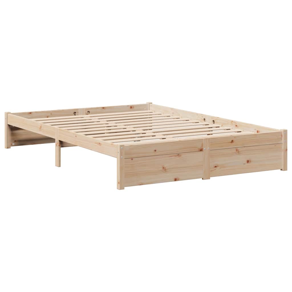 Lit en bois massif avec étagère sans matelas 140x190 cm pin