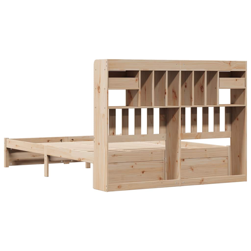 Lit en bois massif avec étagère sans matelas 140x190 cm pin