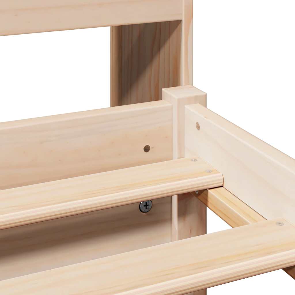 Lit en bois massif avec étagère sans matelas 140x190 cm pin