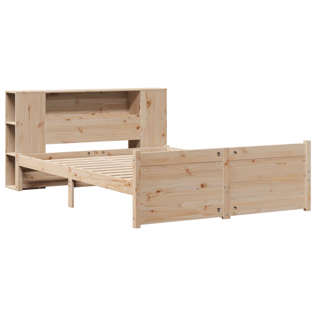 Massivholzbett mit Regal ohne Matratze 135x190 cm Kiefer
