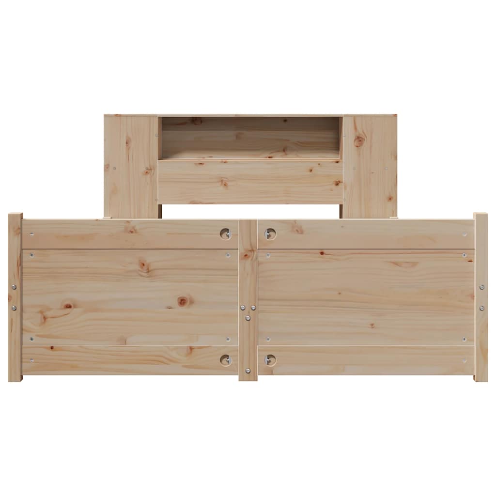 Massivholzbett mit Regal ohne Matratze 135x190 cm Kiefer