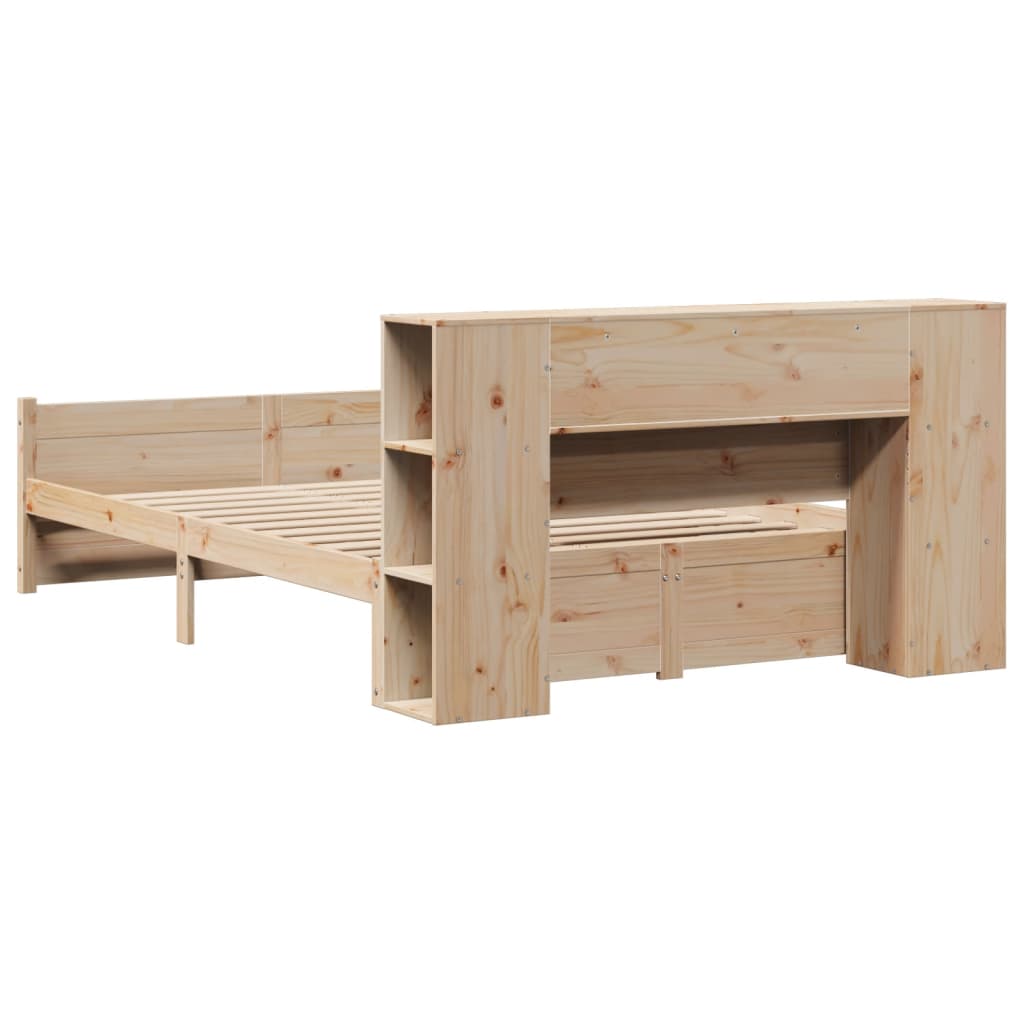 Massivholzbett mit Regal ohne Matratze 135x190 cm Kiefer