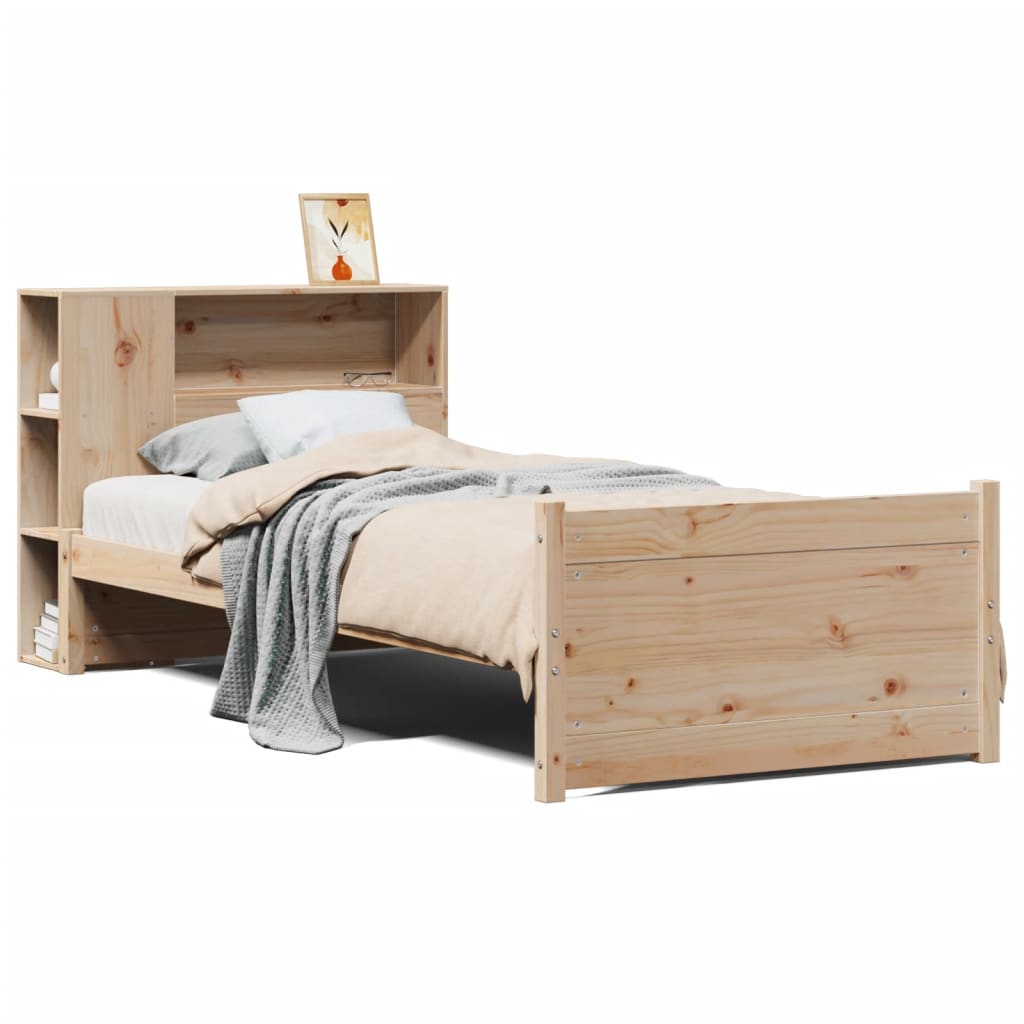 Bücherregalbett ohne Matratze 75x190 cm Massivholz Kiefer