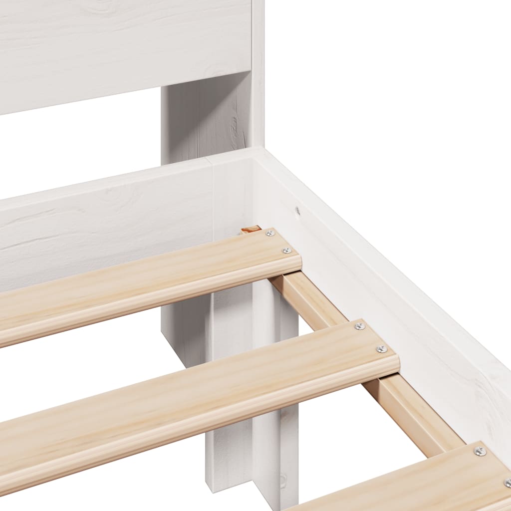 Lit en bois massif avec étagère sans matelas pin blanc 100x200 cm