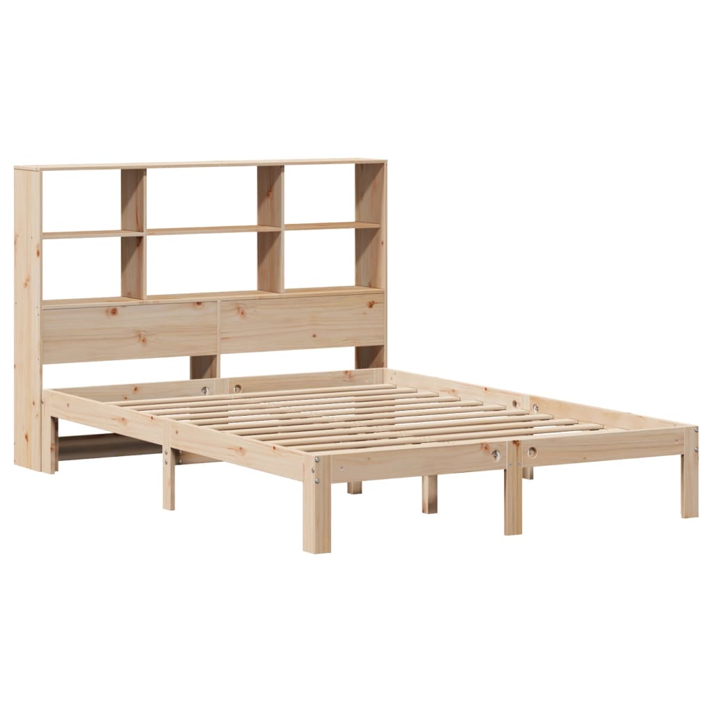 Lit en bois massif avec étagère sans matelas 140x200 cm pin
