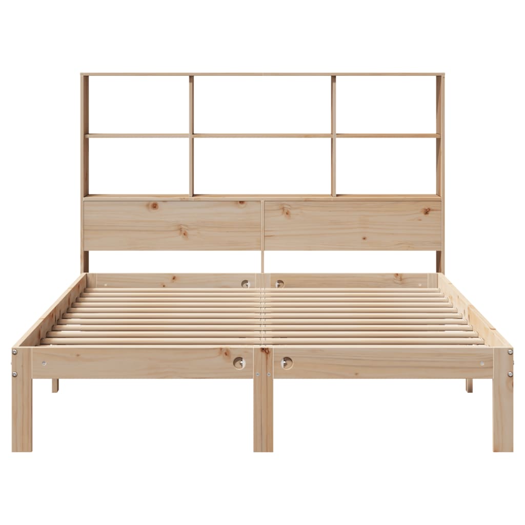Lit en bois massif avec étagère sans matelas 140x200 cm pin
