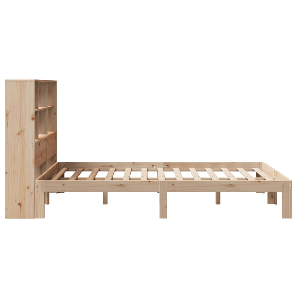 Lit en bois massif avec étagère sans matelas 140x200 cm pin