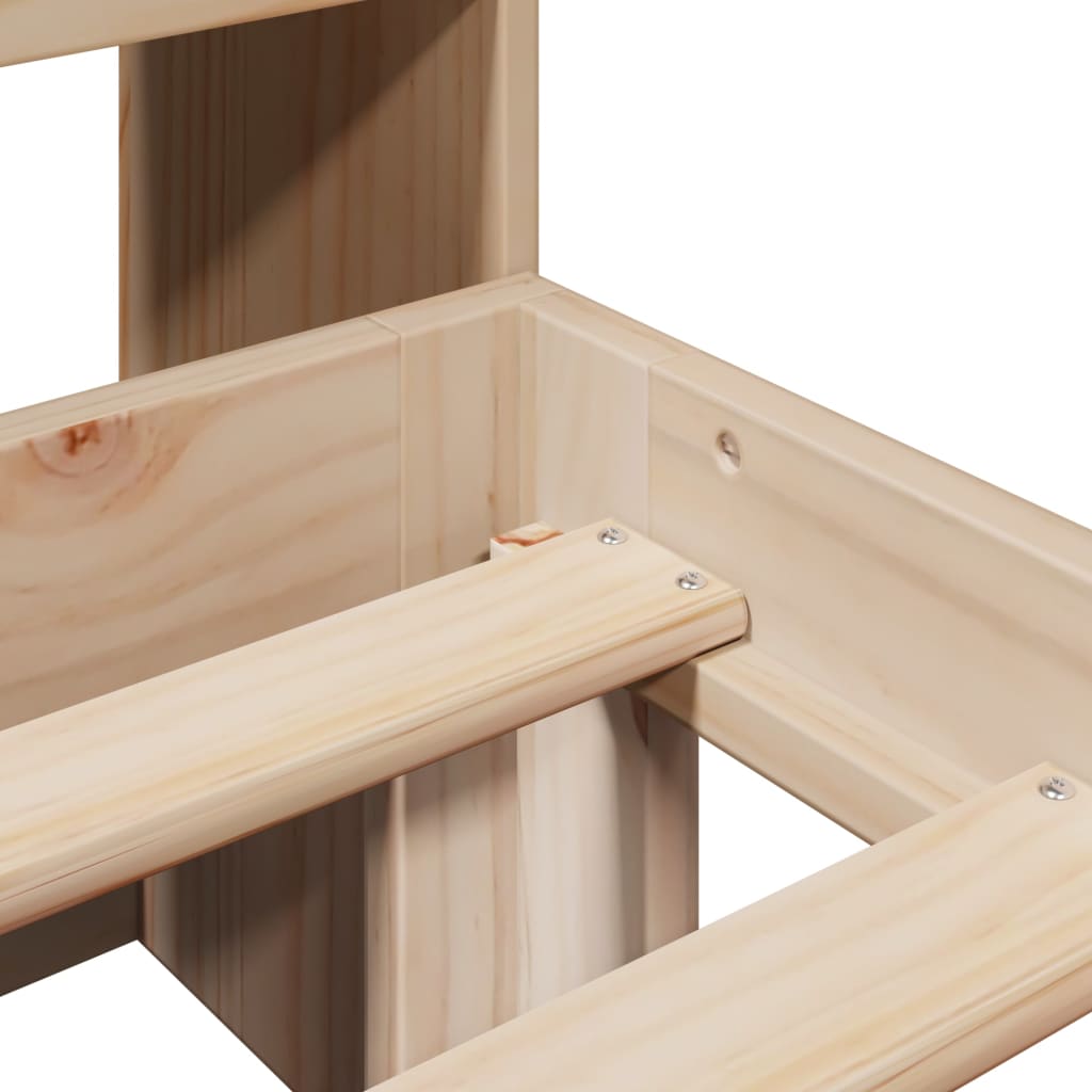 Lit en bois massif avec étagère sans matelas 140x200 cm pin