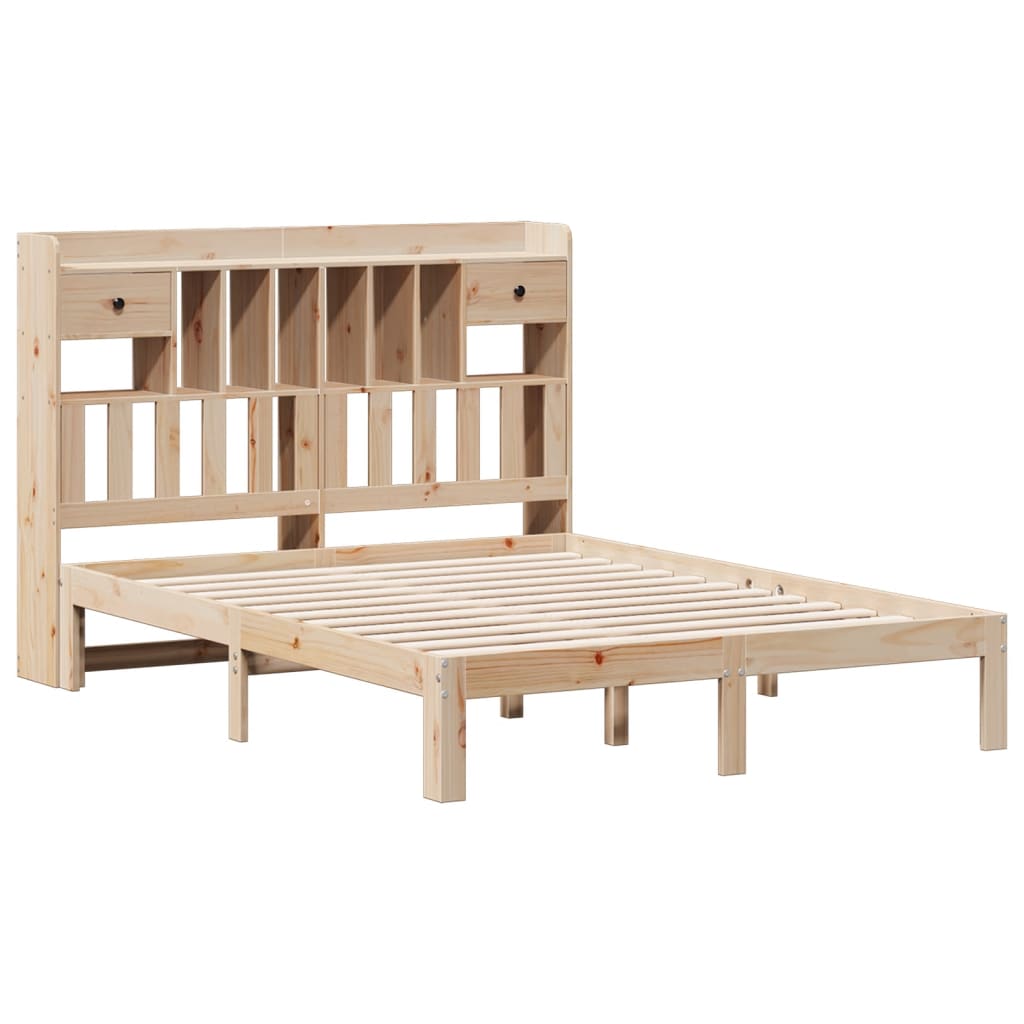 Lit en bois massif avec étagère sans matelas 140x200 cm pin