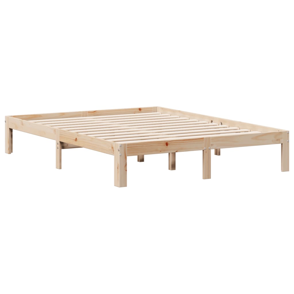 Lit en bois massif avec étagère sans matelas 140x200 cm pin