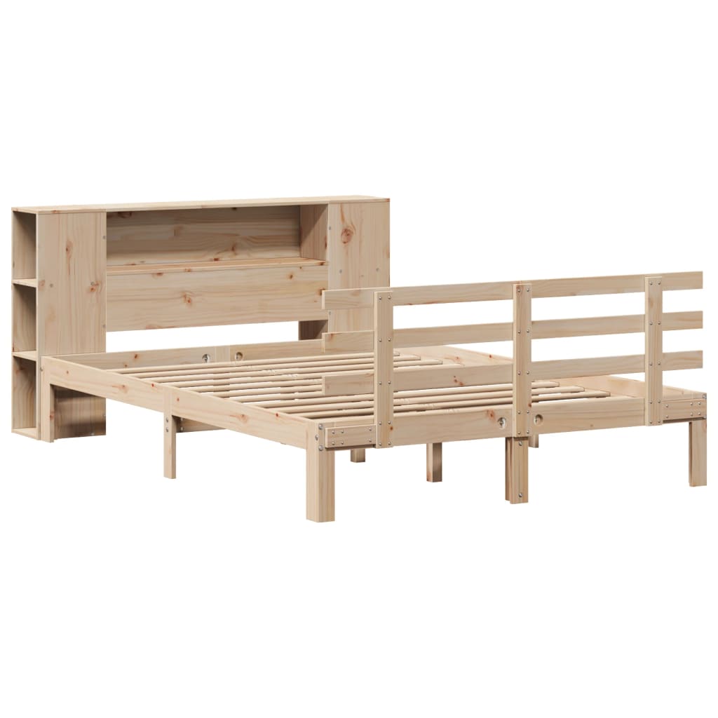 Massivholzbett mit Regal ohne Matratze 135x190 cm Kiefer