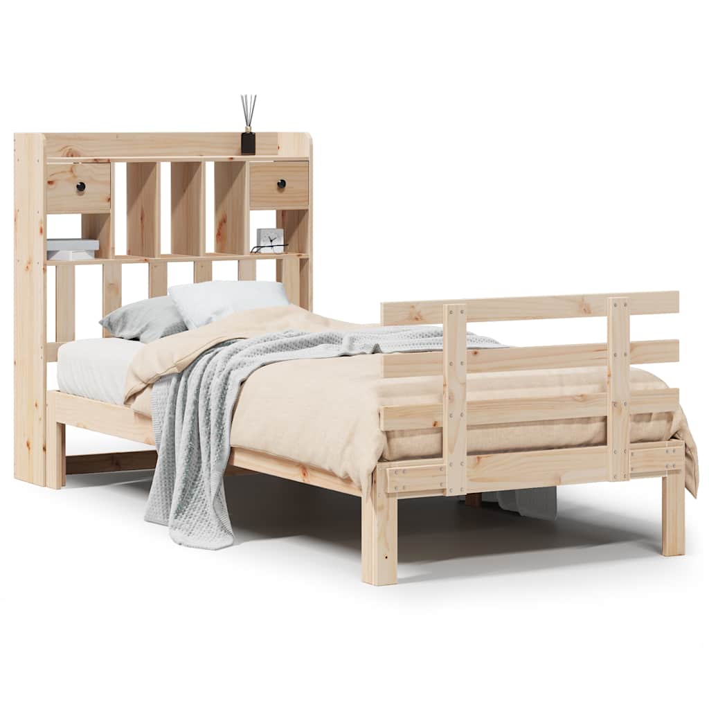 Massivholzbett mit Regal ohne Matratze 90x190 cm Kiefer
