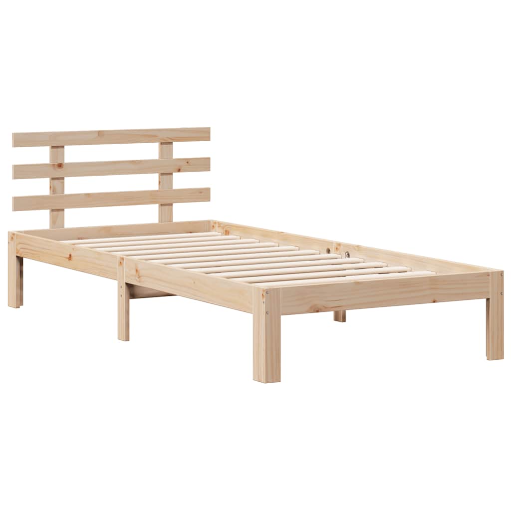 Massivholzbett mit Regal ohne Matratze 90x190 cm Kiefer