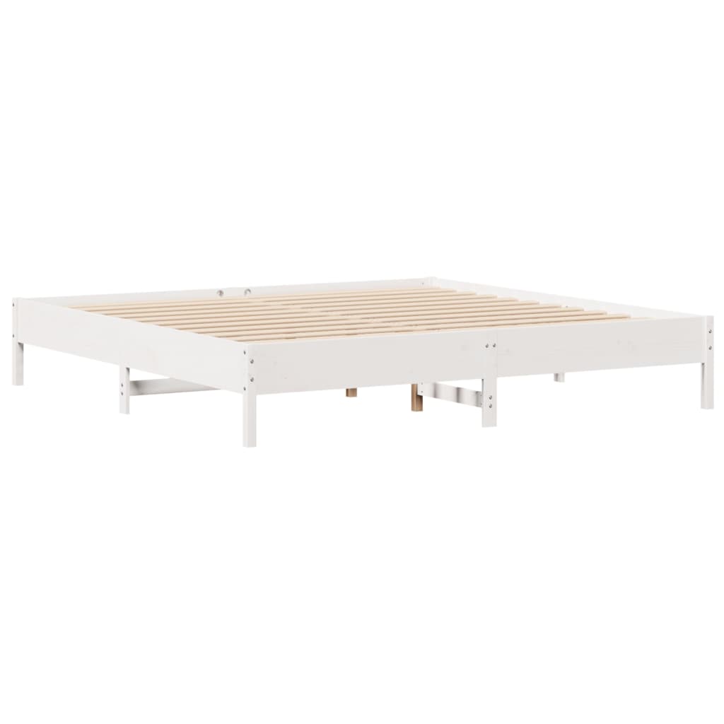 Lit en bois massif avec étagère sans matelas blanc 180x200 cm pin