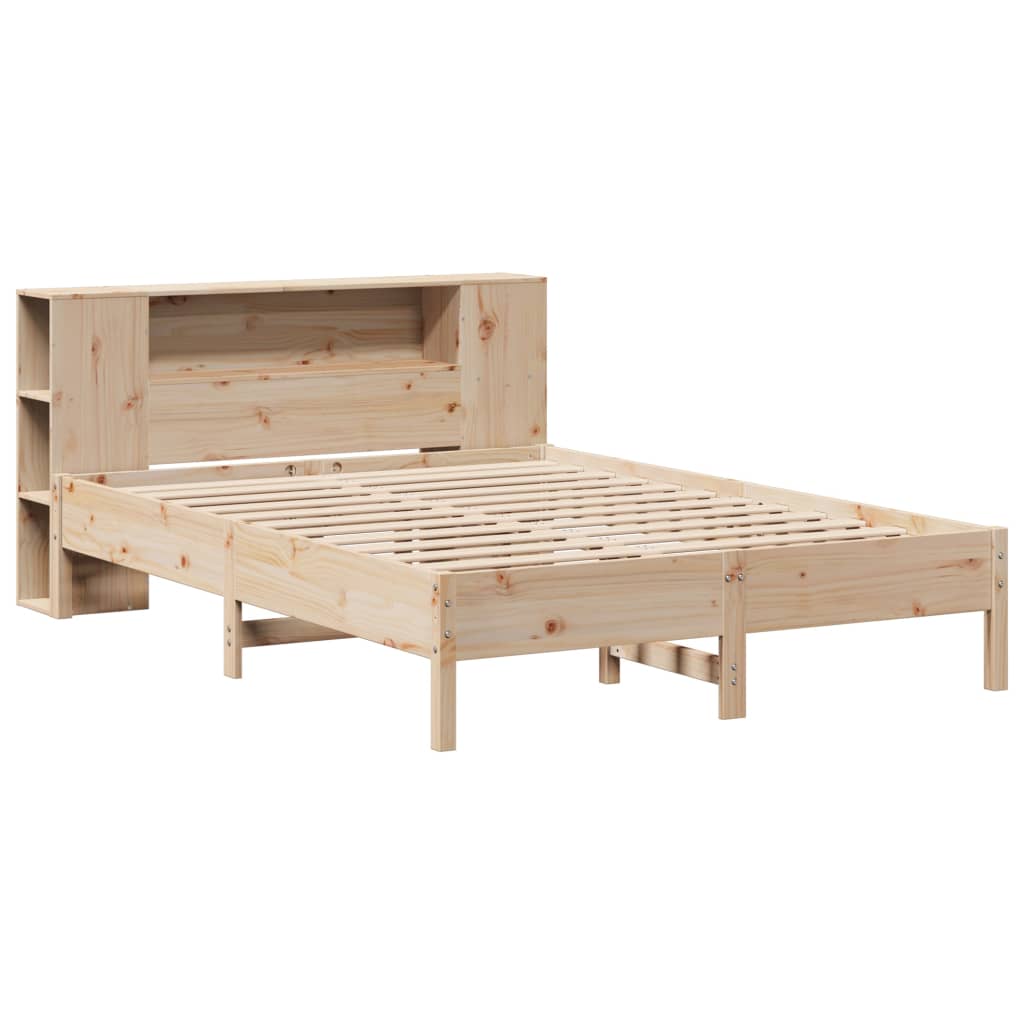 Solid wood bed with shelf without mattress 150x200 cm pine