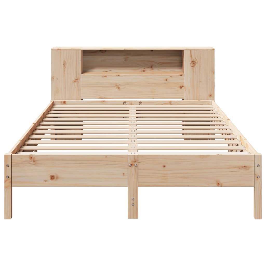 Solid wood bed with shelf without mattress 150x200 cm pine