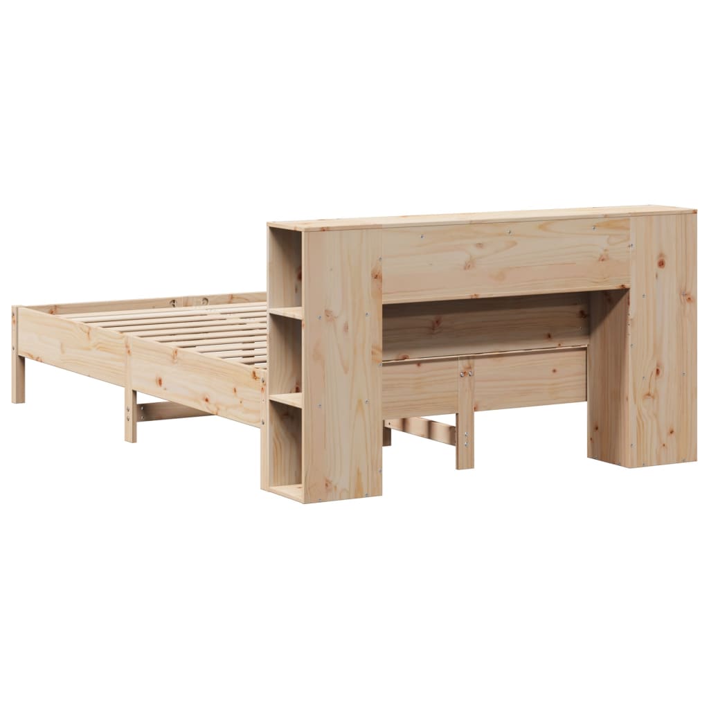 Solid wood bed with shelf without mattress 150x200 cm pine