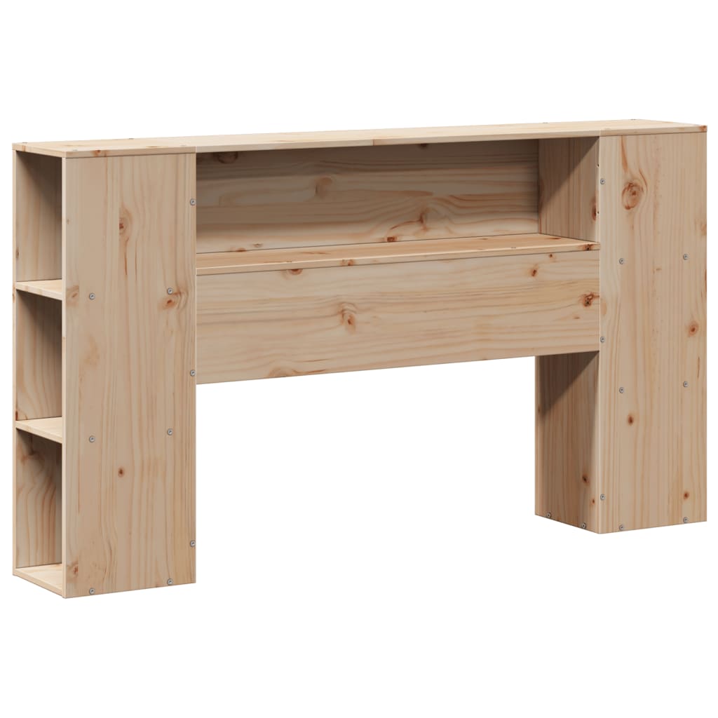 Solid wood bed with shelf without mattress 150x200 cm pine