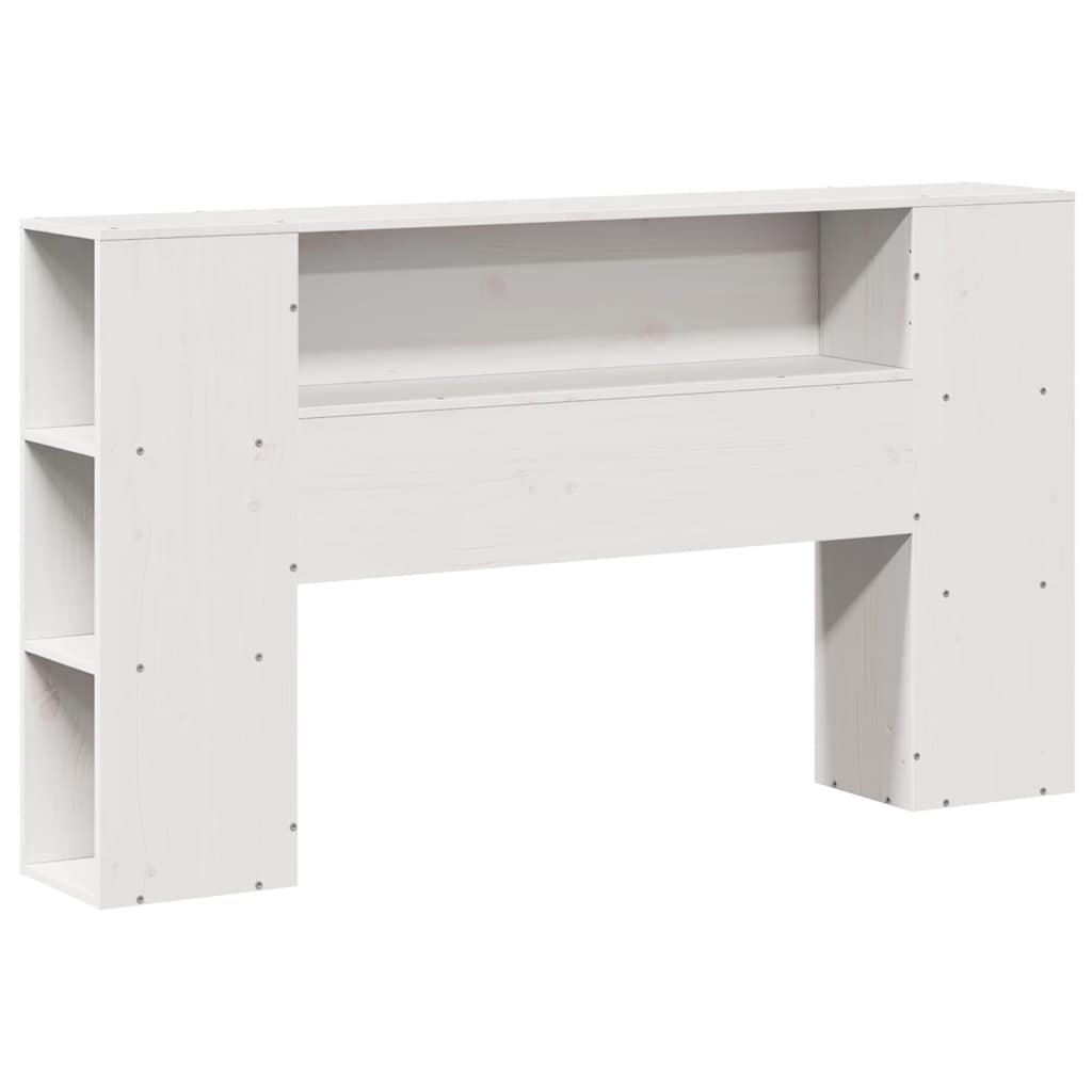 Lit en bois massif avec étagère sans matelas pin blanc 120x190 cm