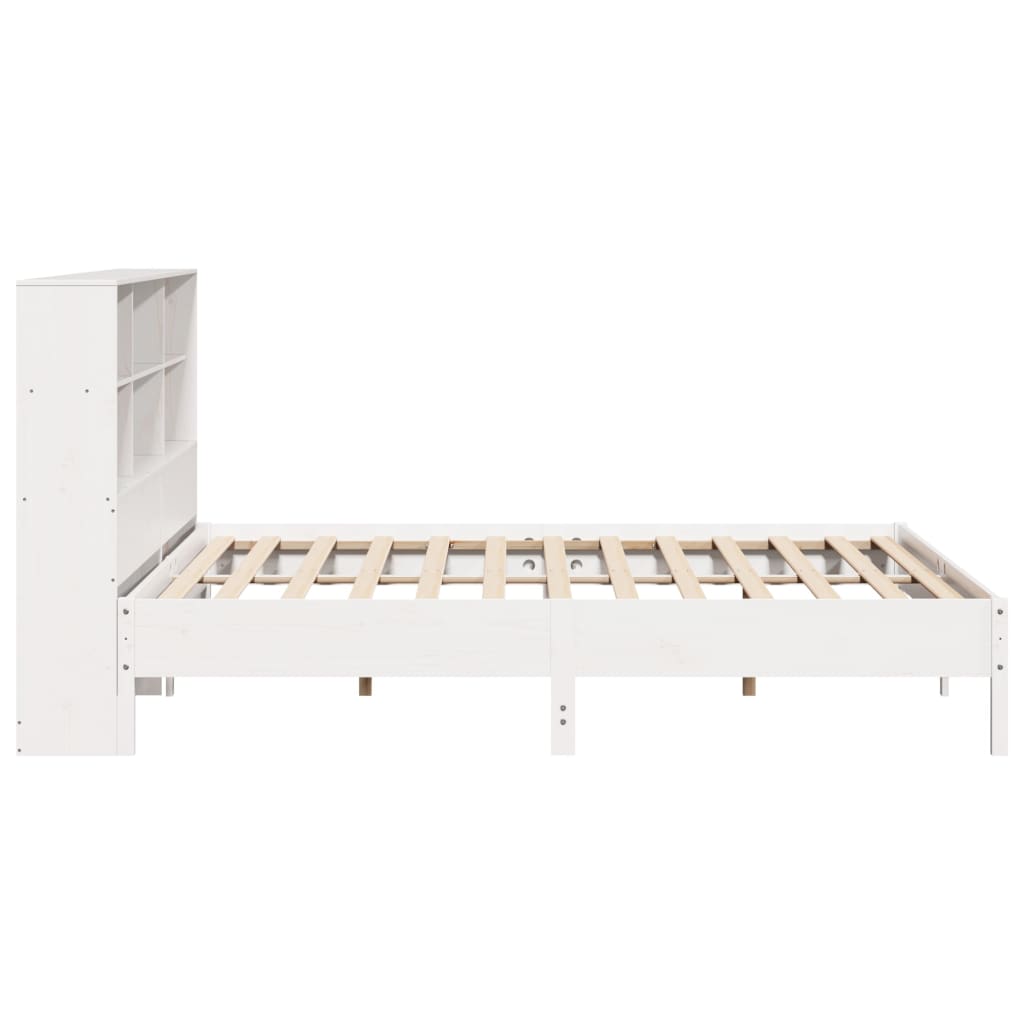 Lit en bois massif avec étagère sans matelas blanc 180x200 cm pin