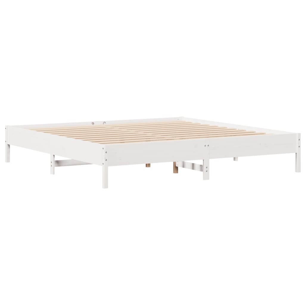 Lit en bois massif avec étagère sans matelas blanc 180x200 cm pin