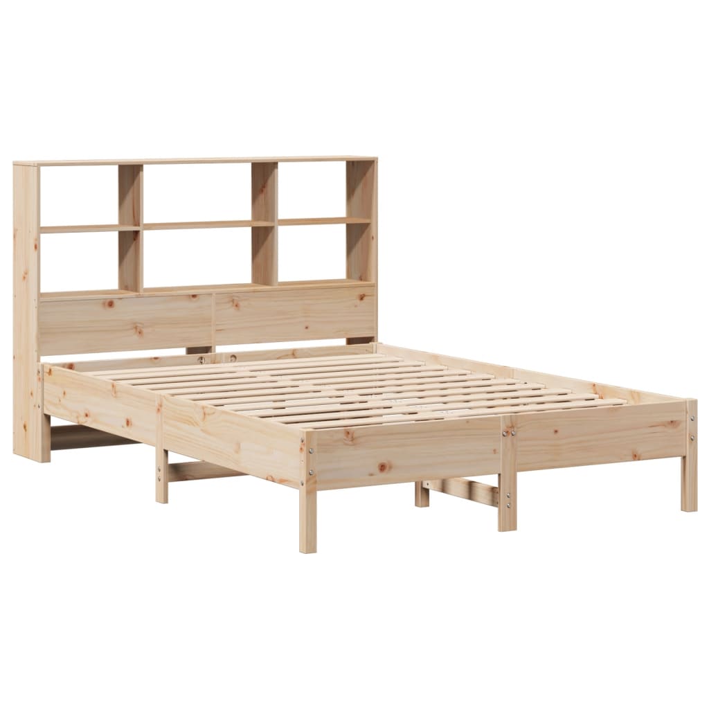 Lit en bois massif avec étagère sans matelas 140x200 cm pin