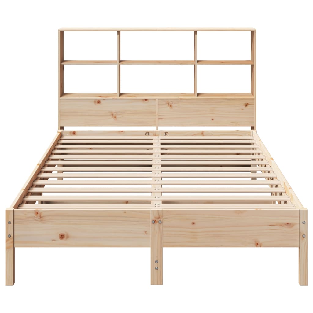 Lit en bois massif avec étagère sans matelas 140x200 cm pin