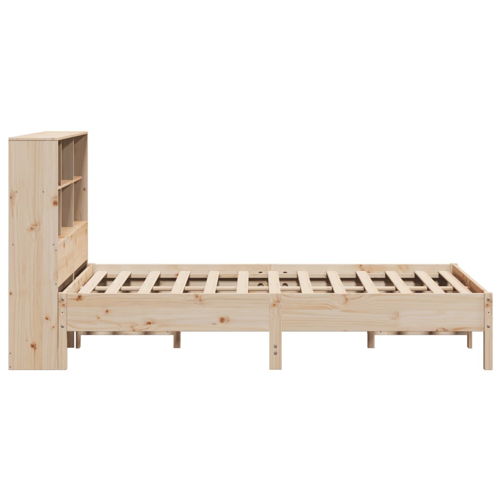 Lit en bois massif avec étagère sans matelas 140x200 cm pin