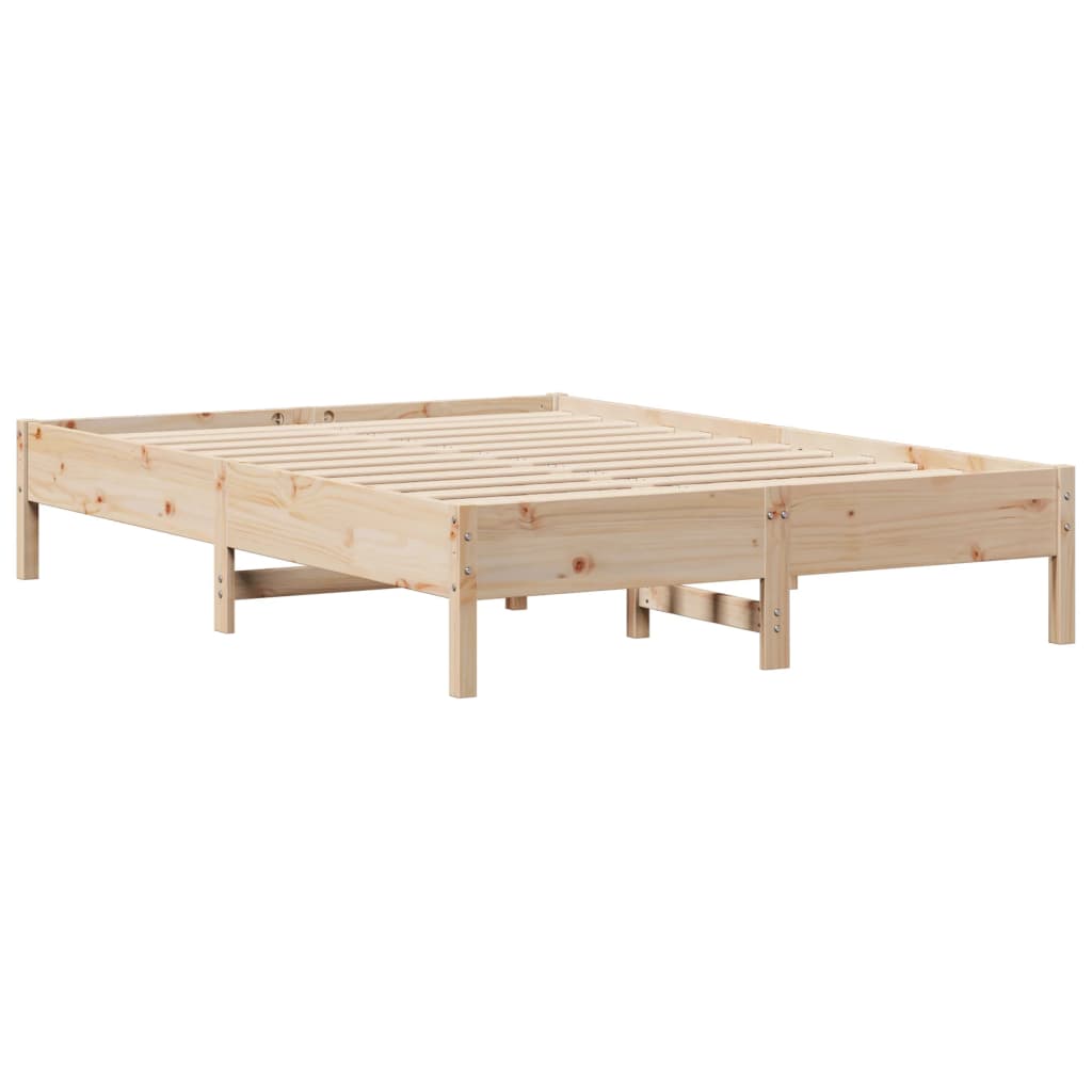 Lit en bois massif avec étagère sans matelas 140x200 cm pin