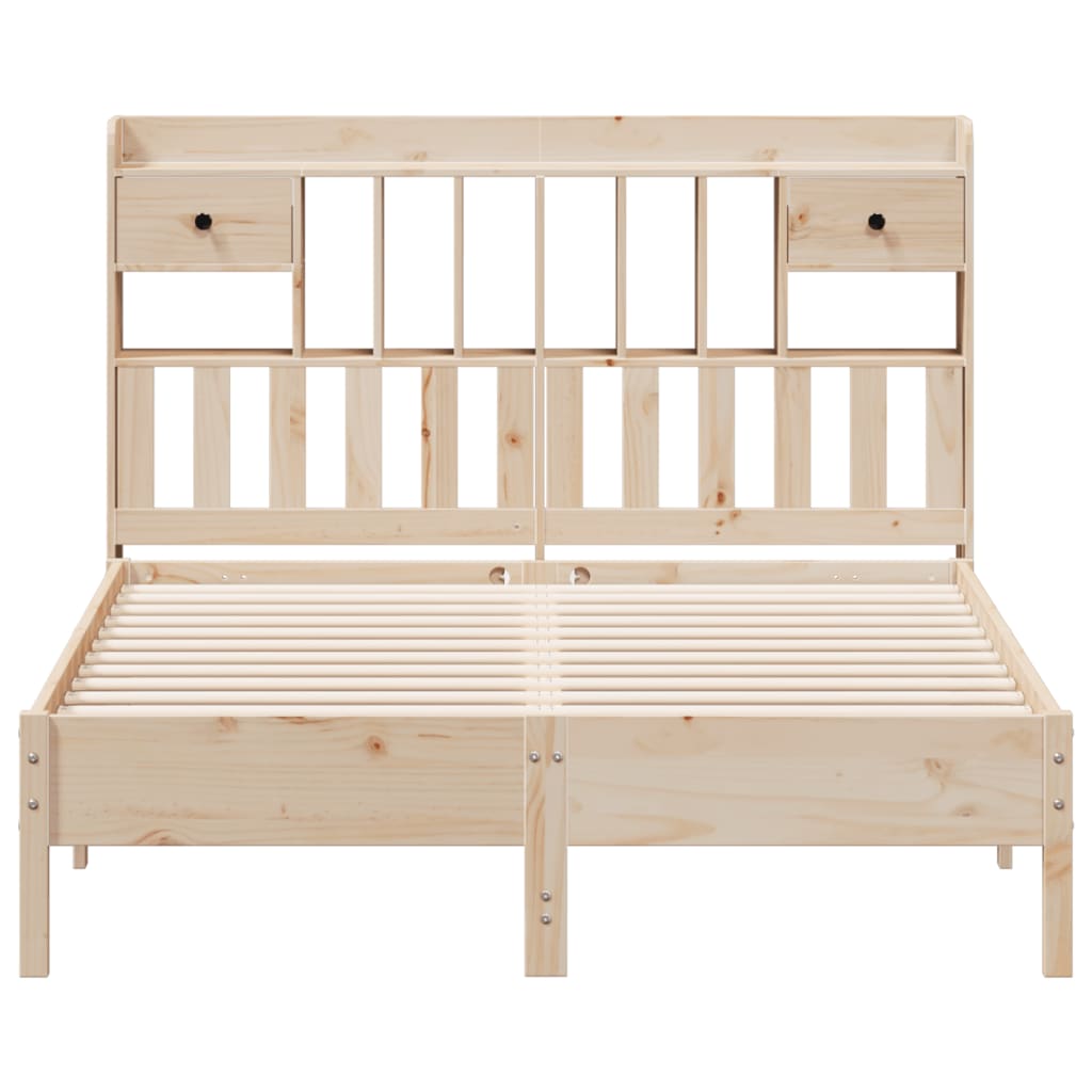 Solid wood bed with shelf without mattress 150x200 cm pine