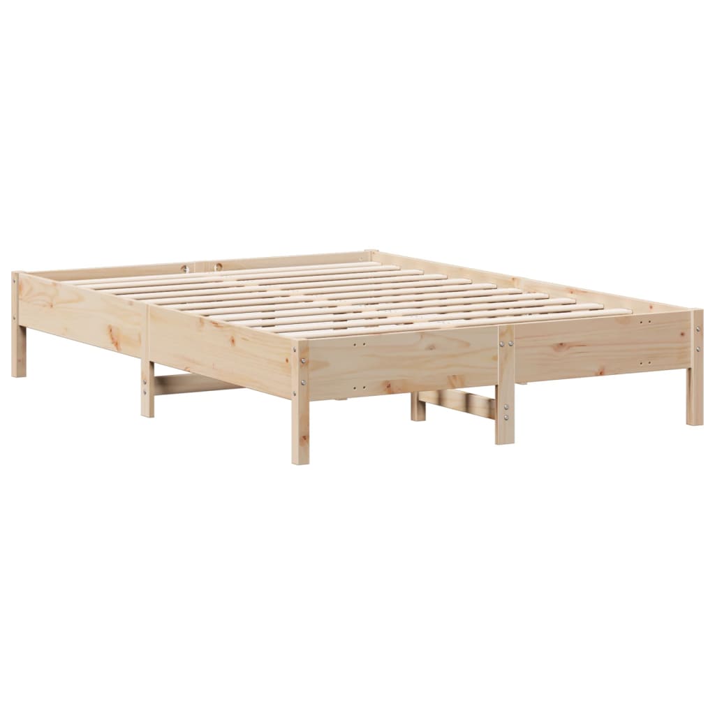 Solid wood bed with shelf without mattress 150x200 cm pine