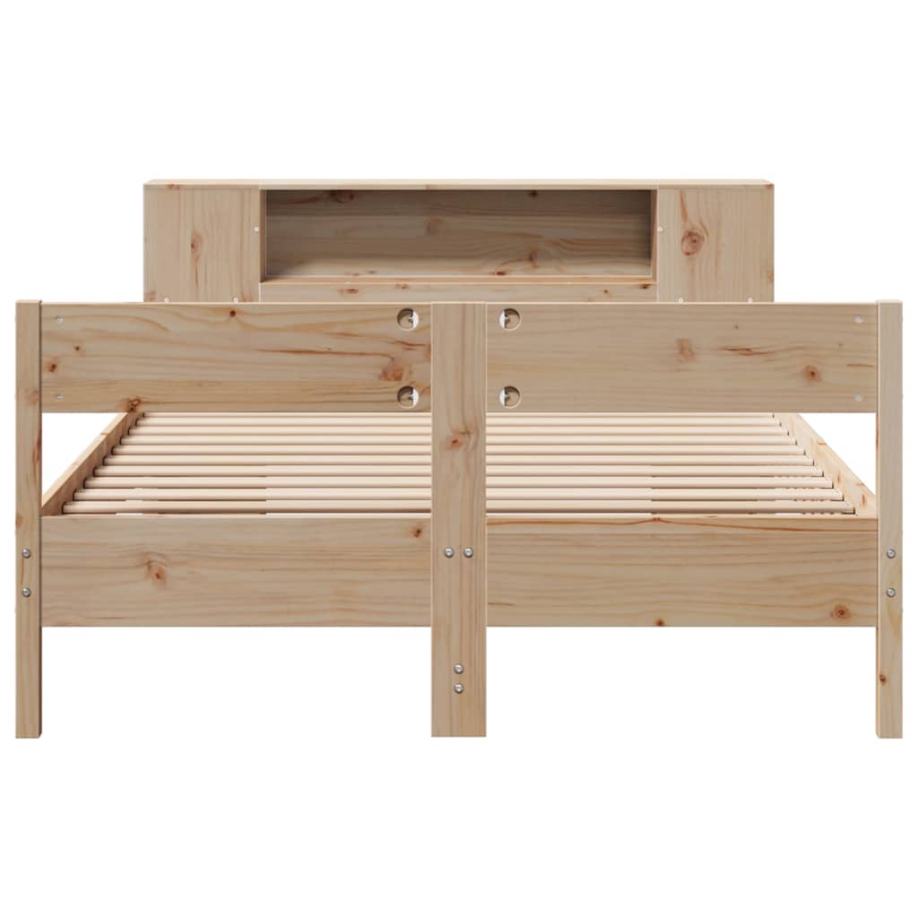 Solid wood bed with shelf without mattress 150x200 cm pine