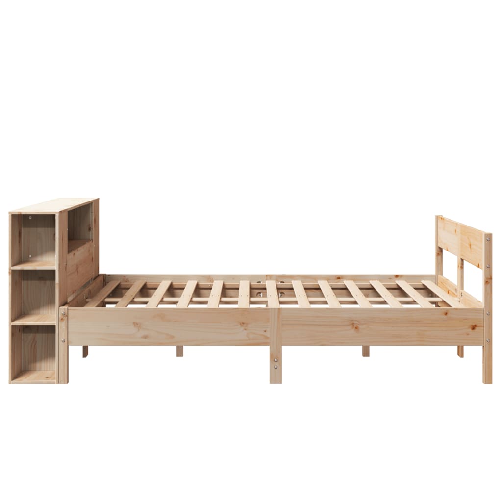 Solid wood bed with shelf without mattress 150x200 cm pine