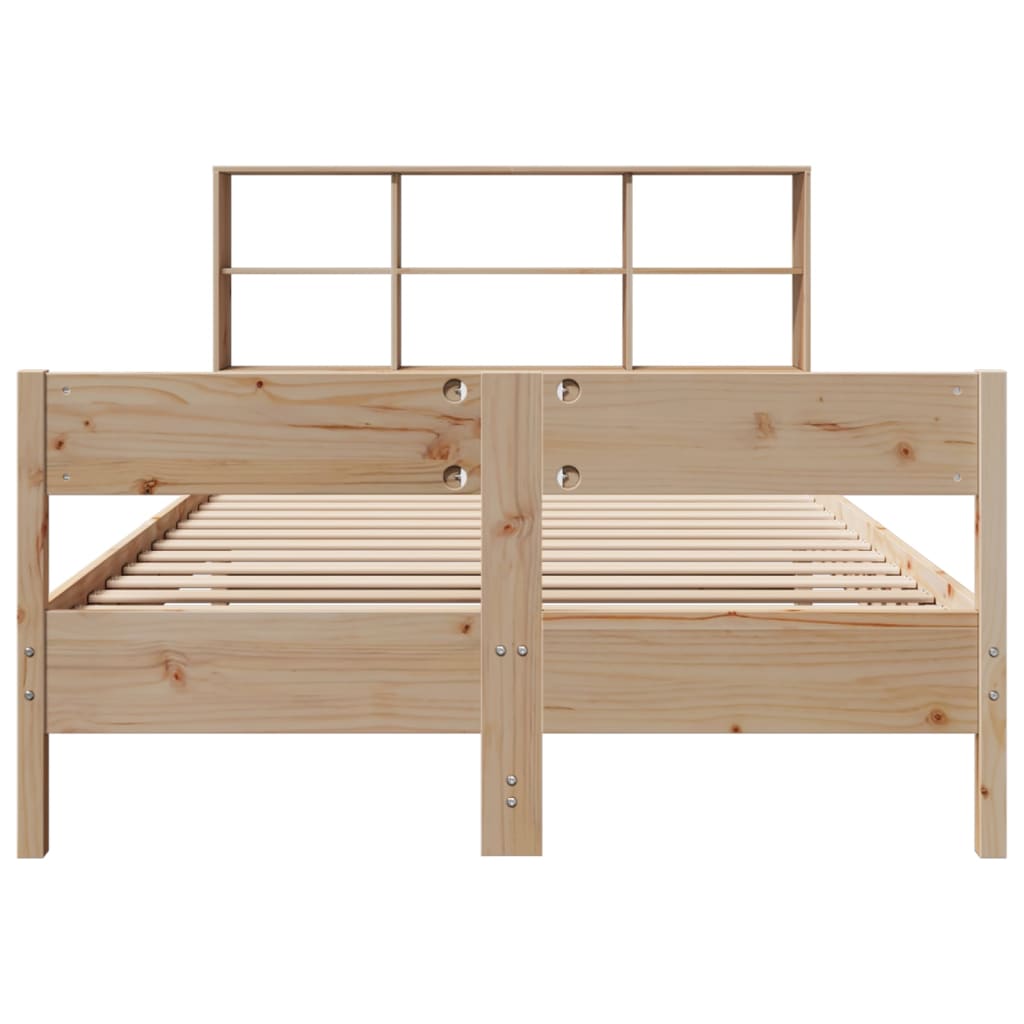 Lit en bois massif avec étagère sans matelas 140x200 cm pin